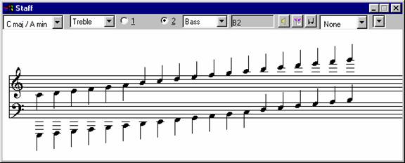 music staff with notes. Pizza is notes are some blank